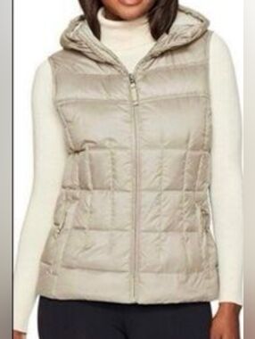 Prana Imogen Herringbone Down Fill Hooded Vest Small Gorgeous Jute